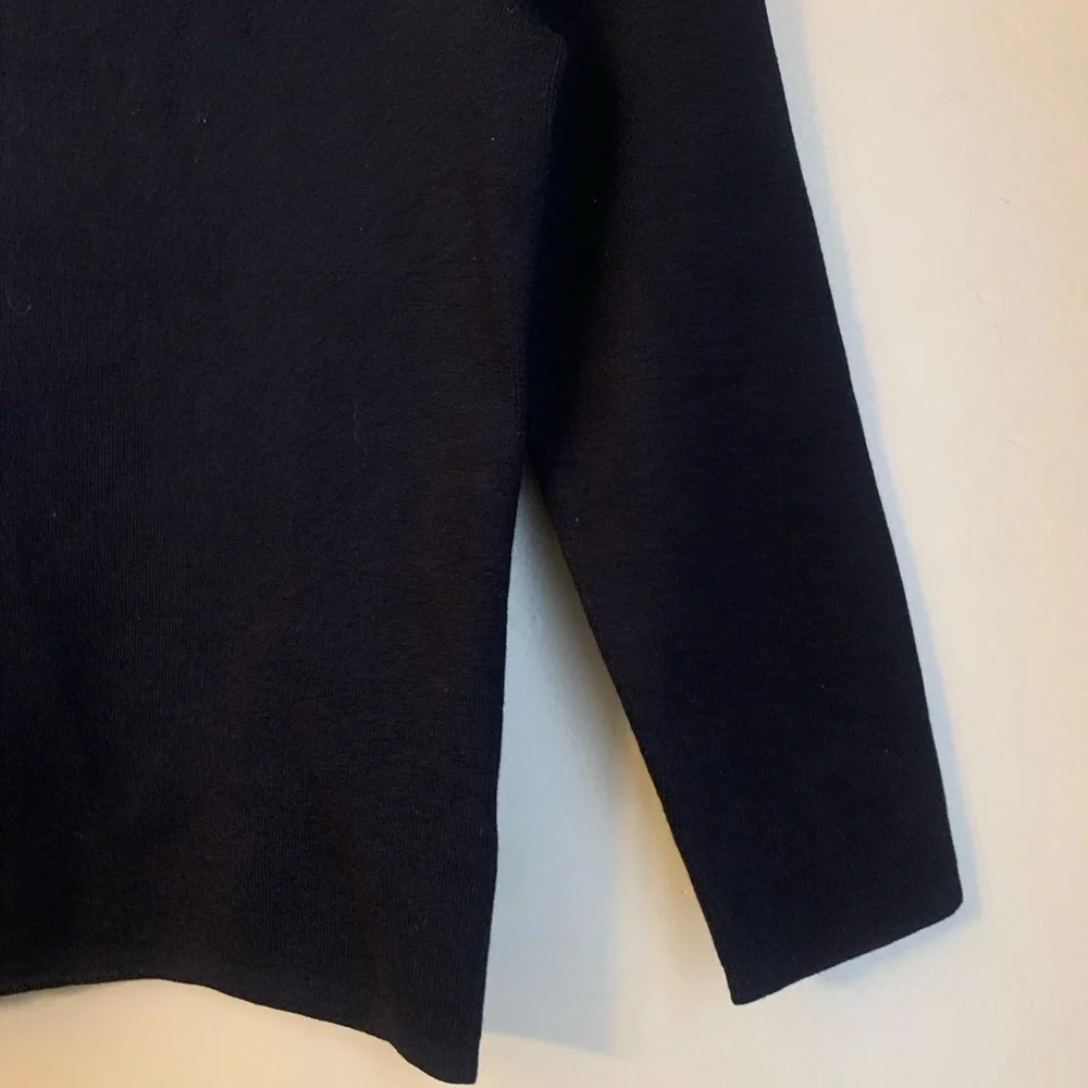Ralph Ralph Lauren Black Ruffle Collar Scoop Neck 3/4 Sleeve Silk Blend Sweater